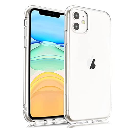 AK Kompatibel mit iPhone 11 Hülle Silikon Nicht Vergilbend Transparent Stoßfeste Schutzhülle Durchsichtig Handyhülle für iPhone 11 6,1'' (Transparent x 1) von AK