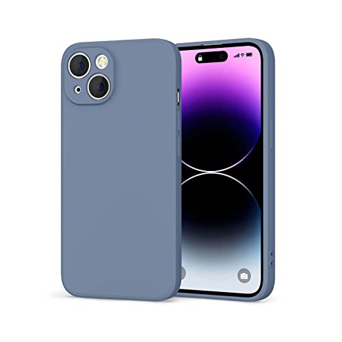 AK Kompatibel mit iPhone 14 Hülle Silikon Handyhülle mit Microfiber Stoßfeste Schutzhülle Hülle für iPhone 14 6,1'' (Blau grau) von AK