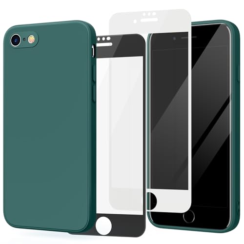 AK 3 in 1 Handyhülle für iPhone SE 2020 / iPhone 8/7 / iPhone SE 2022 mit 2 Panzerglas, Silikon Hülle mit Stoßfestem Mikrofaserfutter Schutzhülle für iPhone 8/7/SE 4,7" von AK