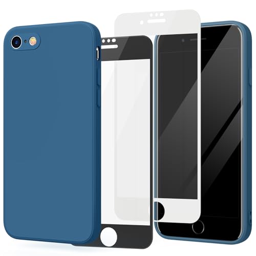 AK 3 in 1 Handyhülle für iPhone SE 2020 / iPhone 8/7 / iPhone SE 2022 mit 2 Panzerglas, Silikon Hülle mit Stoßfestem Mikrofaserfutter Schutzhülle für iPhone 8/7/SE 4,7" von AK