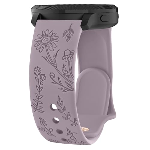 AK für Garmin Vivomove Sport/Vivomove Trend Armband Damen Herren, Gravierte Blume weiches Silikon Ersatzarmbänder für Garmin Forerunner 645 158 245, Garmin Vívomove 3/Vivomove HR/Style/Luxe/Vivomove von AK