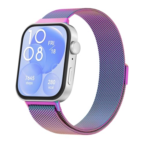 AK für Huawei Watch Fit 3 Armband Damen Herren, Magnetisch Metall Huawei Fit 3 Ersatzarmbänder Edelstahl Uhrenarmband für Huawei Fit 3 Armband mit Magnetverschluss Smartwatch Zubehör für Frauen Männer von AK