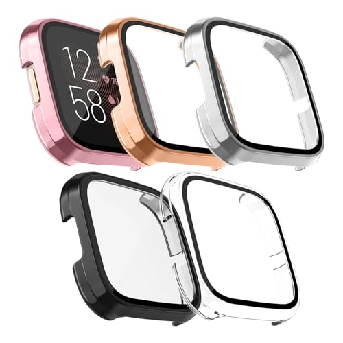 5 Stück für Fitbit Versa 2 Schutzhülle, Hartes PC-hülle mit gehärteter Folie für Fitbit Versa 2 Smartwatch Zubehör, Kratzfest und Stoßfestes Gehäuse nur für Versa 2 (5er-Pack) von AK
