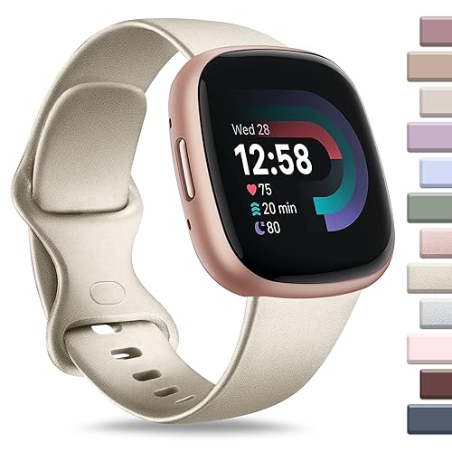 Sportarmband, kompatibel mit Fitbit Sense 2/Sense Bands/Versa 4/Versa 3, weiche Armbänder für Fitbit Sense 2/Sense/Versa 4/Versa 3 Smartwatch (klein, Champagner-Gold) von AK