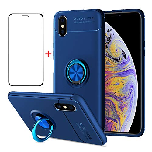AKABEILA Handyhülle Schutzfolie iPhone XS Max Hülle Schutzfolie Handyhülle Silikon, kompatibel für iPhone XS Max Hülle Case Schutzhülle Telefonhalter Stoßfest Ring Griff Ständer, Blau AKABEILA Handyhülle Schutzfolie iPhone XS Max Hülle Schutzfolie Handyhülle Silikon, kompatibel für iPhone XS Max Hülle Case Schutzhülle Telefonhalter Stoßfest Ring Griff Ständer, Blau von AKABEILA