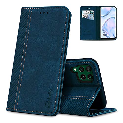 AKABEILA Huawei P40 Lite Hülle PU Leder, Hüllen Smartphone Huawei P40 Lite 4G Handyhülle Silikon Mobile Phone Cases & Covers P40 Lite Caseology Schutzhülle Brieftasche Klapphülle Kartenfächer, Blau von AKABEILA