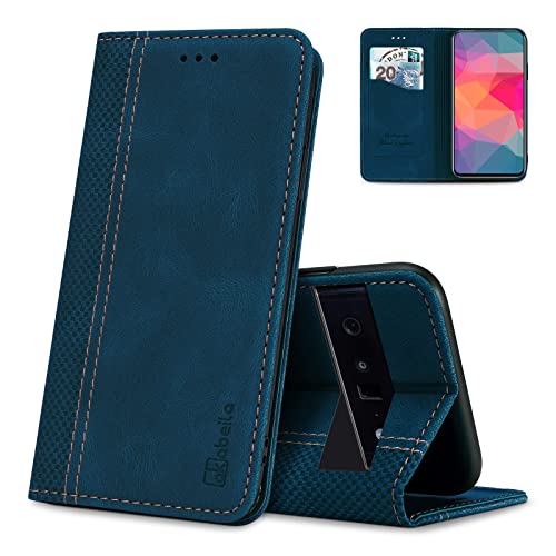 AKABEILA Hülle für Google Pixel 6 Pro Premium Leder Flip Wallet Case mit Magnetverschluss Kickstand Kartenfächer Folio Handyhülle Cover Stoßfest Blau von AKABEILA