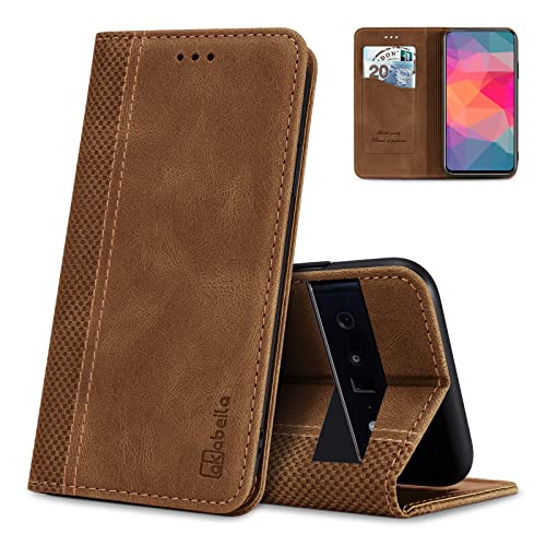 AKABEILA Hülle für Google Pixel 6 Pro Premium Leder Flip Wallet Case mit Magnetverschluss Kickstand Kartenfächer Folio Handyhülle Cover Stoßfest Hellbraun von AKABEILA