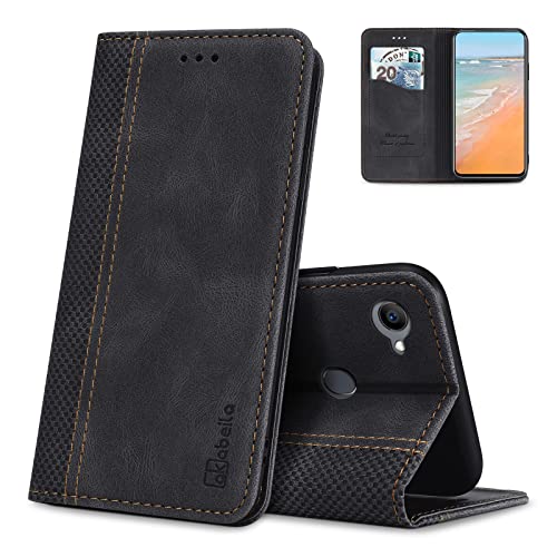 AKABEILA Hülle für Oppo Find X3/X3 Pro Premium Leder Flip Wallet Case mit Magnetverschluss Kickstand Kartenfächer Folio Handyhülle Cover Stoßfest Schwarz von AKABEILA