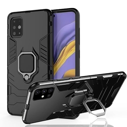 AKABEILA Hülle für Samsung Galaxy A31 Cover Finger Ring Grip Bracket Kickstand Metall Halter Silikon PC Hybrid Armor Anti-Kratzer Stoßfest 6,4 Zoll Schwarz von AKABEILA