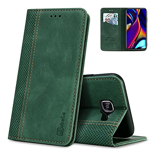AKABEILA Hülle für Samsung Galaxy A5 2017 Premium Leder Flip Wallet Case mit Magnetverschluss Kickstand Kartenfächer Folio Handyhülle Cover Schutzhülle Stoßfest Grün von AKABEILA