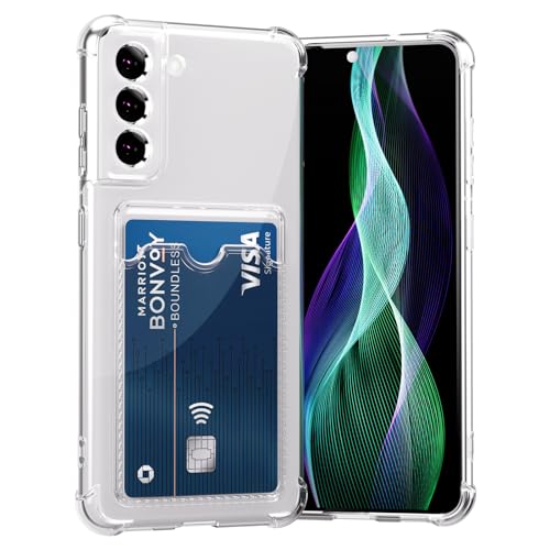 AKABEILA Hülle für Samsung Galaxy S21 FE 5G Schutzhülle mit Kartenfach Transparent Silikon TPU Handyhülle Dünn Weiche Stoßfest Flexibel Handy Tasche Bumper Brieftasche Case Cover von AKABEILA