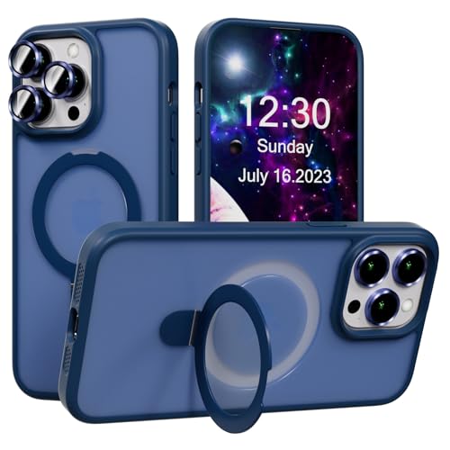 AKABEILA Hülle für iPhone 11 Schutzhülle mit 3 Stück Kameraobjektivschutz Mattierte Handyhülle Kabelloses Laden Magnetischer Ringständer 6.1 Zoll von AKABEILA