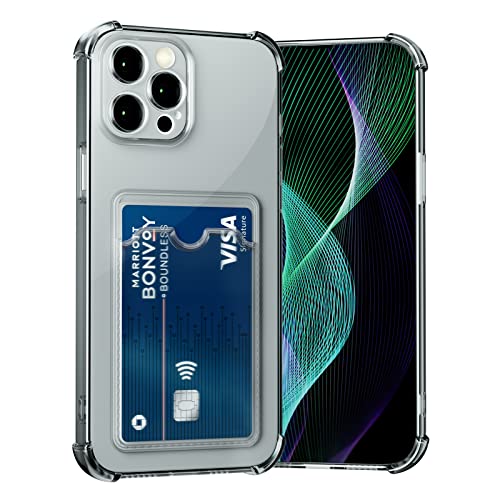 AKABEILA Hülle für iPhone 13 Pro Max Schutzhülle mit Kartenfach Transparent Silikon TPU Handyhülle Dünn Weiche Stoßfest Flexibel Handy Tasche Bumper Brieftasche Case Cover 6.7" von AKABEILA