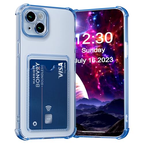 AKABEILA Hülle für iPhone 14 Plus Schutzhülle mit Kartenfach Transparent Silikon TPU Handyhülle Dünn Weiche Stoßfest Flexibel Handy Tasche Bumper Brieftasche Case Cover 6.7" von AKABEILA