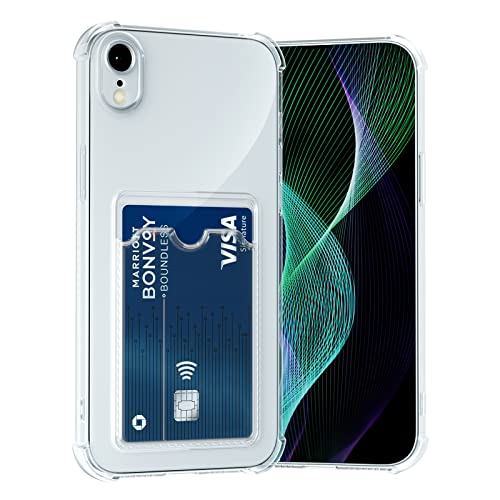 AKABEILA Hülle für iPhone X/XS Schutzhülle mit Kartenfach Transparent Silikon TPU Handyhülle Dünn Weiche Stoßfest Flexibel Handy Tasche Bumper Brieftasche Case Cover 5.8" von AKABEILA