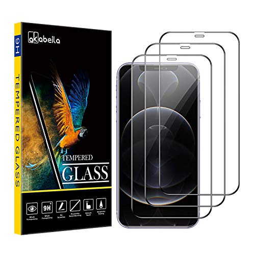 AKABEILA Kompatibel für iPhone 12 Pro, iPhone 12 Schutzfolie Bildschirmschutz [3 Stück] [Vollständige Abdeckung] HD Displayschutzfolie Anti-Bläschen [9H Härte], Schwarz von AKABEILA