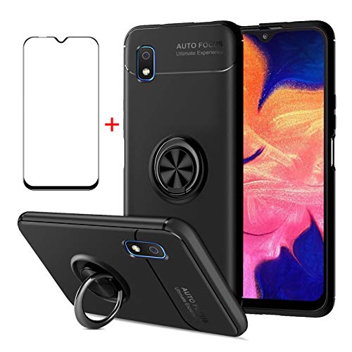 AKABEILA Schutzhülle aus gehärtetem Glas für Samsung Galaxy A03S (164,2 mm), für Samsung Galaxy A03S (164,2 mm), Displayschutzfolie, Handyhülle, Silikon, Ringgriffhalter, stoßfest, Schwarz von AKABEILA