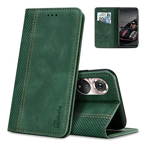 AKABEILA Schutzhülle für Honor 50 Pro Premium Leder Flip Wallet Case mit Magnetverschluss Kickstand Kartenfächer Folio Phone Cover Schutzhülle Displayschutz Holster Schale Stoßfest von AKABEILA