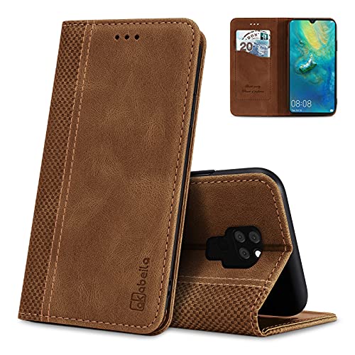 AKABEILA Schutzhülle für Huawei Mate 20, Premium-Leder, Flip-Case mit Magnetverschluss, Ständer, Kartenfächer, Displayschutzfolie, Holster von AKABEILA