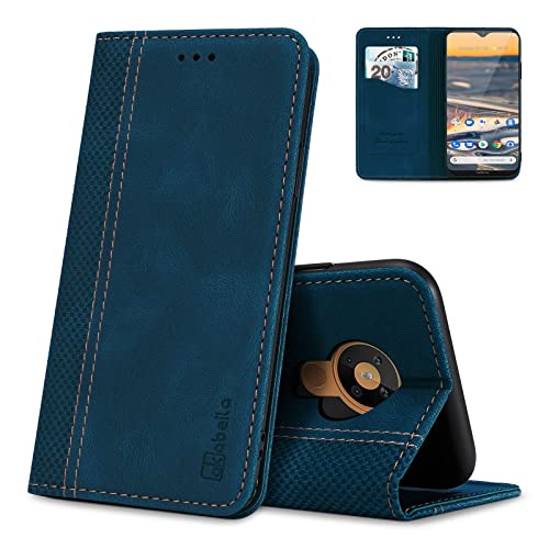 AKABEILA Schutzhülle für Nokia 5.3 Premium Leder Flip Wallet Case mit Magnetverschluss Kickstand Kartenfächer Folio Handyhülle Cover Stoßfest Blau von AKABEILA