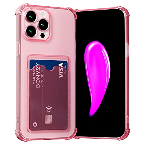 AKABEILA Schutzhülle für iPhone 14 Pro, Rosa, niedliche Handyhülle, weiches TPU, Brieftaschen-Hülle, schlanke Tasche, stoßfest, mit Kartenschlitzen von AKABEILA