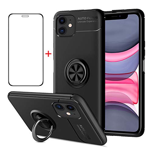 AKABEILA iPhone 11 Hülle Schutzfolie, iPhone 11 Handyhülle Silikon, kompatibel für iPhone 11 Schutzhülle Schutzfolie Telefonhalter Stoßfest Ring Griff Ständer, Schwarz AKABEILA iPhone 11 Hülle Schutzfolie, iPhone 11 Handyhülle Silikon, kompatibel für iPhone 11 Schutzhülle Schutzfolie Telefonhalter Stoßfest Ring Griff Ständer, Schwarz von AKABEILA