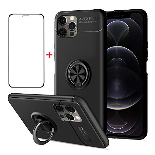AKABEILA iPhone 12 Hülle Schutzfolie, iPhone 12 Pro Handyhülle Silikon, kompatibel für iPhone 12/12 Pro Schutzhülle Schutzfolie Telefonhalter Stoßfest Ring Griff Ständer, Schwarz AKABEILA iPhone 12 Hülle Schutzfolie, iPhone 12 Pro Handyhülle Silikon, kompatibel für iPhone 12/12 Pro Schutzhülle Schutzfolie Telefonhalter Stoßfest Ring Griff Ständer, Schwarz von AKABEILA