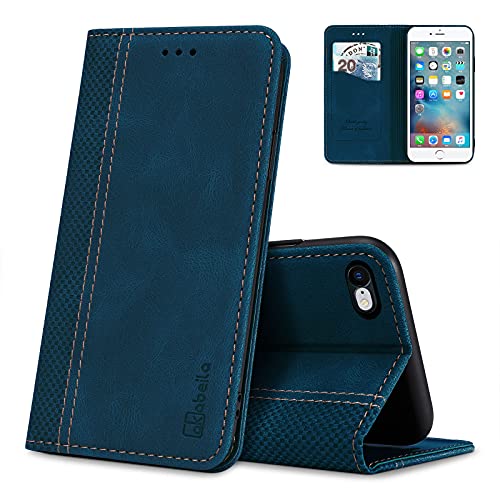 AKABEILA iPhone 6 Hülle Leder, iPhone 6S Handyhülle Silikon, Kompatibel für Apple iPhone 6 / 6S Schutzhülle Brieftasche Klapphülle PU Magnetverschluss Kartenfächer Hüllen, Blau von AKABEILA