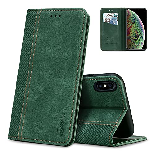 AKABEILA iPhone XS Max Leder Handyhülle, Kompatibel für Apple Schutzhülle Brieftasche Klapphülle PU Magnetverschluss Kartenfächer Hüllen, Grün AKABEILA iPhone XS Max Leder Handyhülle, Kompatibel für Apple Schutzhülle Brieftasche Klapphülle PU Magnetverschluss Kartenfächer Hüllen, Grün von AKABEILA