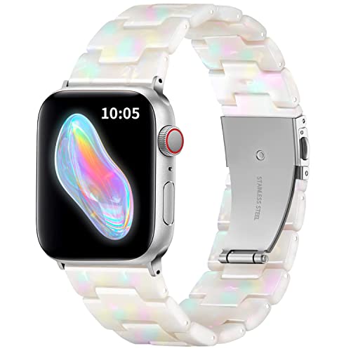 Lysun Resin Strap Compatible with Apple Watch Band 42mm 44mm 45mm Women Men, Light Resin Bracelet iWatch Bands With Stainless Steel Buckle Replacement For iWatch Series 7 6 5 4 3 2 1 SE von AKABEILA