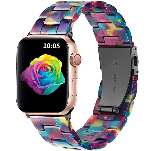 Lysun Resin Strap Compatible with Apple Watch Band 42mm 44mm 45mm Women Men, Light Resin Bracelet iWatch Bands With Stainless Steel Buckle Replacement For iWatch Series 7 6 5 4 3 2 1 SE von AKABEILA
