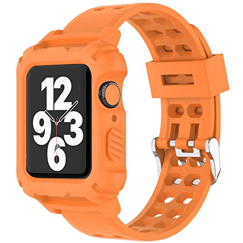 Lysun für Apple Watch Band 38 mm 40 mm 41 mm mit Bumper Case für iWatch Series7 6 5 4 3 2 1 SE, stoßfeste, robuste Schutzhüllen mit Bändern, Orange von AKABEILA