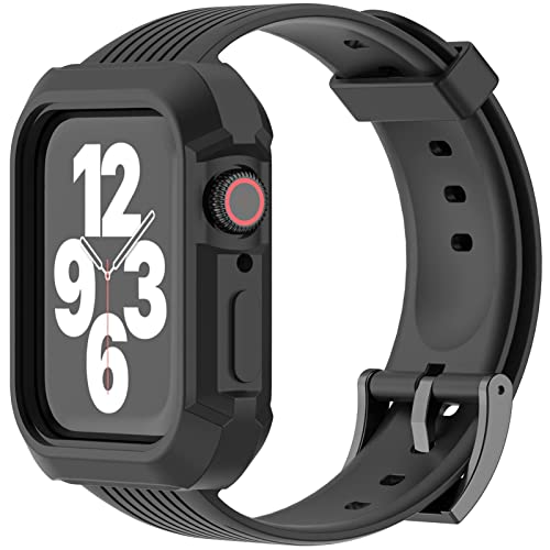 Robuste Stoßbänder, kompatibel mit Apple Watch Band 45 mm, 44 mm, 42 mm, für Damen/Herren, wasserdichtes, weiches Silikon-Ersatzarmband, Zubehör für iWatch Series 7/6/5/4/3/2/1/SE von AKABEILA