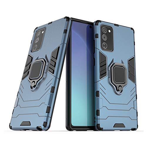 Samsung Note 20 Ultra Hülle,AKABEILA kompatibel mit Samsung Galaxy Note 20 Ultra Handyhülle Fingerringgriff Ständer Metall Halter Silikon PC Hybridrüstung Anti-Scratch Stoßfest Kompletter Hüllen,Blau von AKABEILA