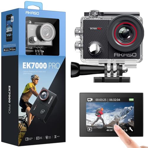 AKASO Action Cam 4K 20MP WiFi 40M Unterwasserkamera Wasserdicht Ultra HD Touchscreen Einstellbar Weitwinkel EIS Actioncam mit 2.4G Fernbedienung und 25 Zubehör Kit von AKASO