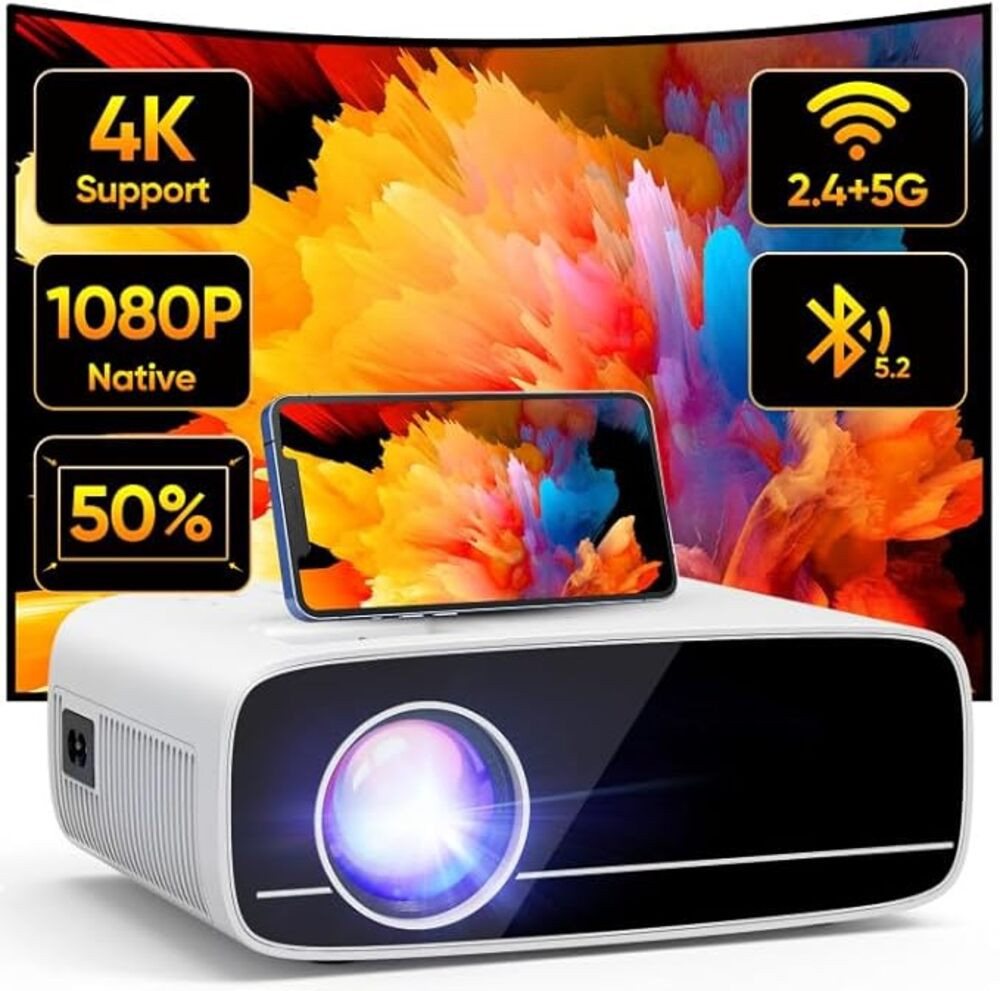 AKATUO 15000L Native 1080P 5G WiFi Bluetooth Heimkino Portabler Projektor (1980 x 1080 px, Kompatibel mit Smartphone/HDMI/USB/Laptop/Fire TV Stick) von AKATUO