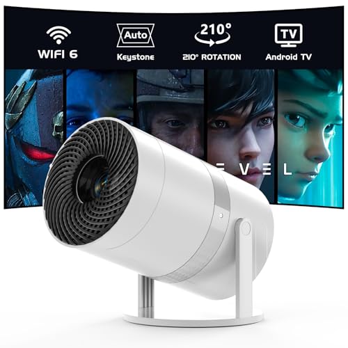 Mini Beamer Auto Trapezkorrektur mit Android TV, 210°Drehbarer, Smart Beamer WiFi6 Bluetooth mit 50% Zoom Full HD 1080P, Mini Projektor Heimkino/Outdoor für Handy Phone Mini Beamer Auto Trapezkorrektur mit Android TV, 210°Drehbarer, Smart Beamer WiFi6 Bluetooth mit 50% Zoom Full HD 1080P, Mini Projektor Heimkino/Outdoor für Handy Phone von AKATUO