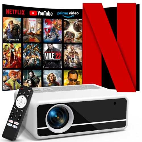 Smart Beamer【Official Netflix/Elektrischer Fokus/Auto Trapezkorrektur】 AKATUO Heimkino Projektor, Native 1080P, 4K Unterstützt, WiFi6 Bluetooth, Video Beamer Bullet-in Lautsprecher für Phone/Outdoor von AKATUO