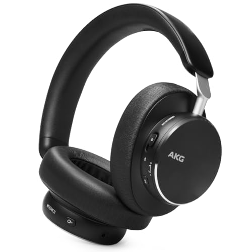 AKG N9 Hybrid Over-Ear Kopfhörer – Kabeloser kristallklarer Sound, True Adaptive Noise Cancelling, Zoom-zertifizierte Anrufqualität, 100h Akkulaufzeit, Bluetooth, USB-C, schwarz von AKG