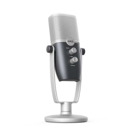 AKG Pro Audio Ara Professionelles USB-C Kondensatormikrofon, Dual Pattern Audio Capture Modes für Podcasting, Video Blogging, Gaming und Streaming, Blau & Silber von AKG