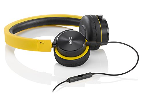 AKG Y40 Yellow Mini On-Ear-Kopfhörer mit Fernbedienung/Mikrofon und abnehmbarem Kabel, Gelb von AKG