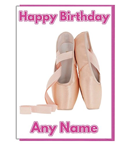 Ballett Schuhe Personalisierte Geburtstagskarte – Jeder Name und Alter Druck auf der Vorderseite von AKGifts