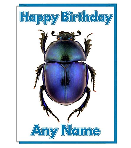 Blau Käfer – Personalisierte Geburtstagskarte – Name oder Alter Druck auf der Vorderseite von AKGifts