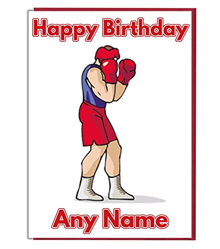 Boxer Personalisierte Geburtstagskarte – Jeder Name und Alter Druck auf der Vorderseite von AKGifts