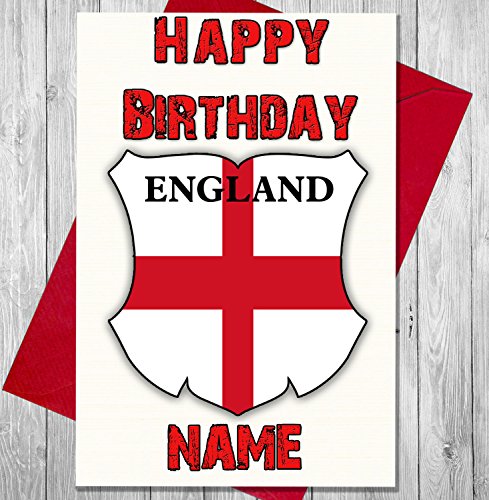 England Rugby Shield Personalisierte Geburtstagskarte – Jeder Name und Alter Druck auf der Vorderseite von AKGifts