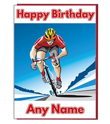 Geburtstagskarte für Radfahrer, personalisierbar – alle Namen und Alter (evtl. nicht in deutscher Sprache) von AKGifts