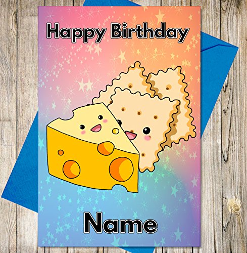 Käse und Cracker Personalisierte Geburtstagskarte – Jeder Name und Alter Druck auf der Vorderseite von AKGifts