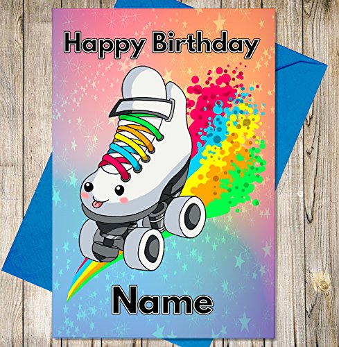 Personalisierte Geburtstagskarte – Roller Skate / Skating Motiv – Name und Alter können auf die Vorderseite gedruckt werden. von AKGifts