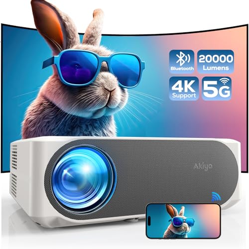 Beamer, Full HD 1080P 20000 Lumen Beamer 5G WiFi Bluetooth AKIYO Beamer 4K Unterstützung, Heimkino Video Beamer Maximal 300“ Display Projektor mit Staubnetz Kompatibel mit TV Stick/Smartphone/PC/PS5 von AKIYO